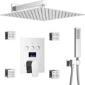 Shower Faucet Set Polished Chrome Shower System Luxury 12 Inch Wall Mounted by KATAIS