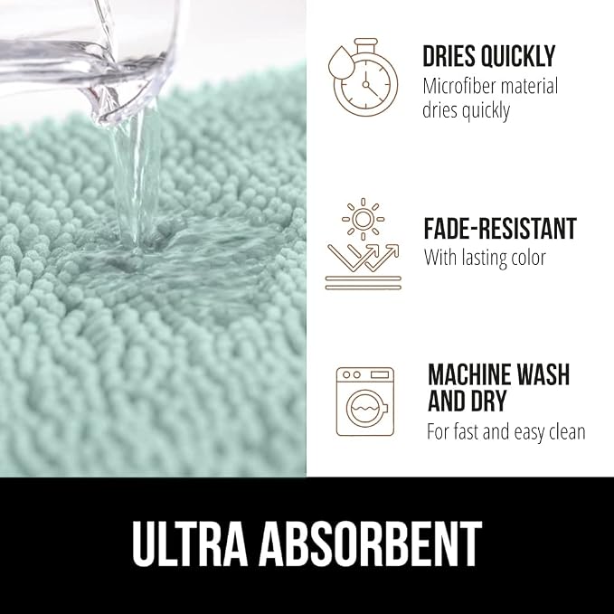 GORILLA GRIP Bath Rug Mat, Soft Absorbent Chenille, Quick Dry Microfiber Mats - Image 5
