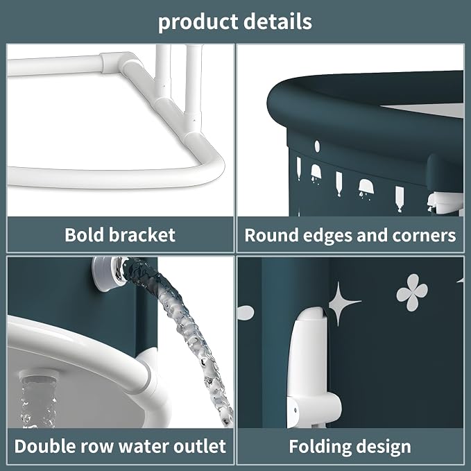 Foldable Bathtub for Adults, 28.8" Fan-Shaped Portable tub, Large Collapsible - Image 7