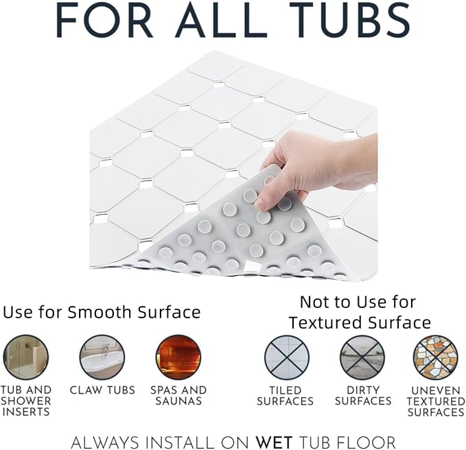 Shower Mat Non Slip 21"x21" Silicone Foldable Bath Mat - Image 3