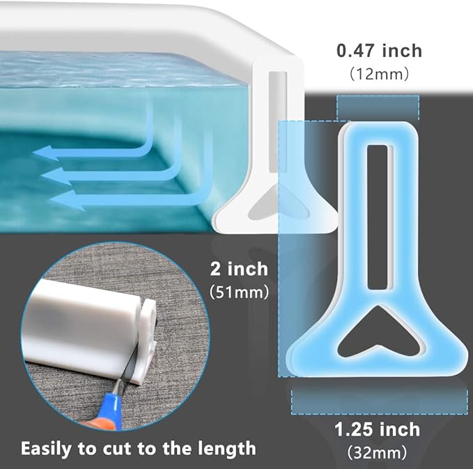 122 Inch Shower Threshold Water Dam Collapsible Bath Shower Barrier Water - Image 3