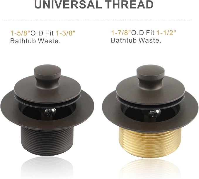 Bronze Bathtub Tub Drain Conversion Kit Assembly, Wellup Lift and Turn Twist - Image 7