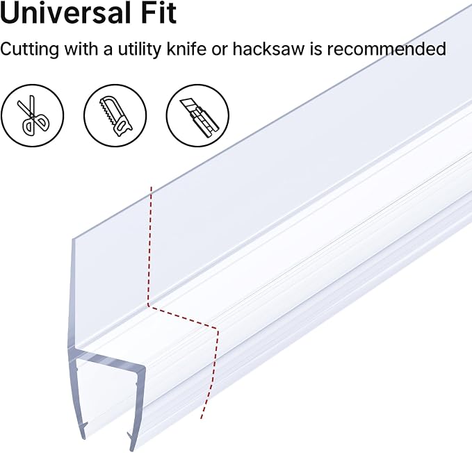 AmazerBath Shower Door Side Seal Strip, Frameless Glass Shower Door Seal Strip - Image 5
