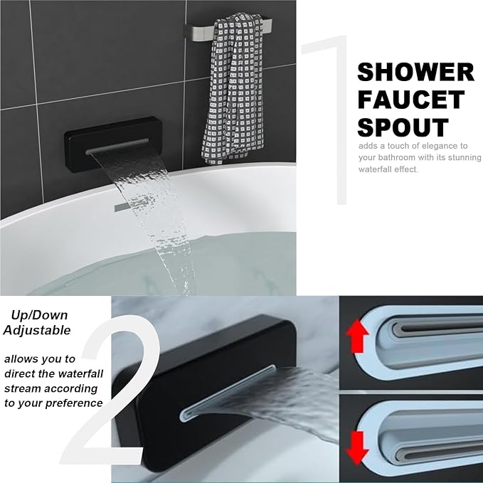 ENGA Shower System with Tub Spout, Bathtub Shower Faucet Combo Set - Image 3