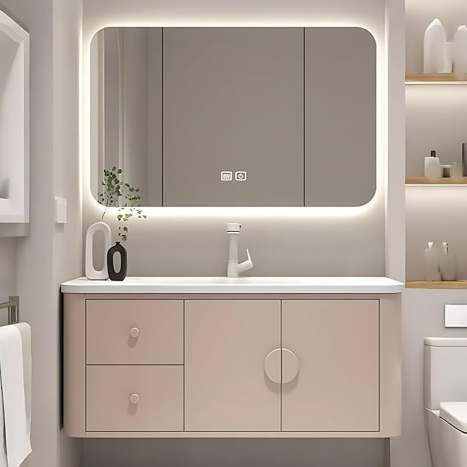 40IN Pink Modern Bathroom Vanity by NAIROLET