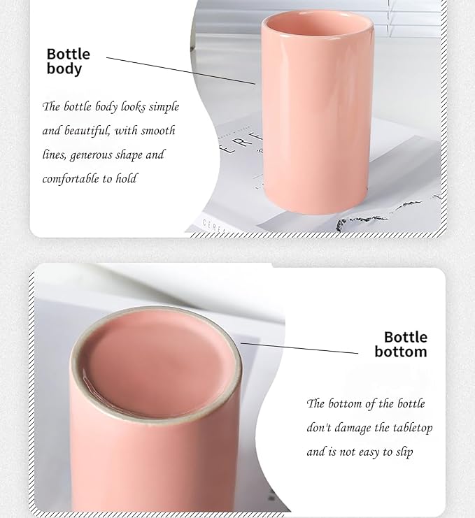 Pink Toothbrush Holder, Ceramic Bathroom Tumbler Cups, Toothbrush Cup, Bathroom - Image 3