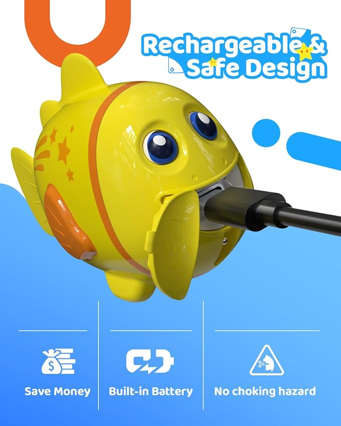 Rechargeable Swimming Fish Toy, Light up Bath Toys - Image 4