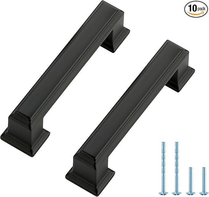 Ravinte Hardware 10 Pack Matte Black Cabinet Pulls, 3 Inch Hole Center Zinc by RavinteHardware