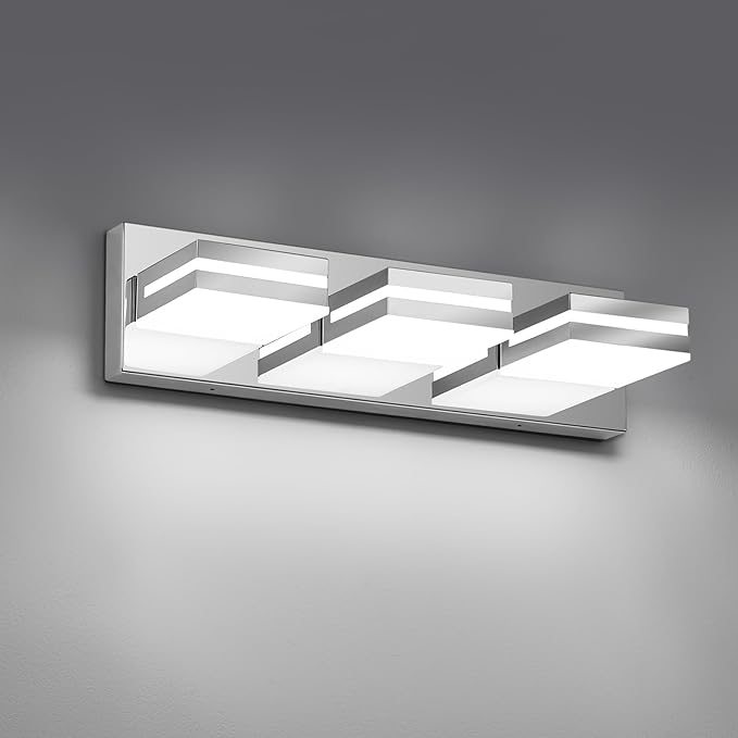 Modern LED Small Bathroom Lights Fixtures, Stainless Steel Chrome Acrylic Wall by JZEKVN