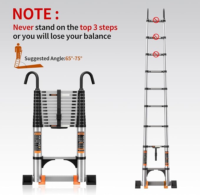 Telescoping Ladder, 8.5FT Aluminum Multi-Purpose Collapsible Ladder - Image 7