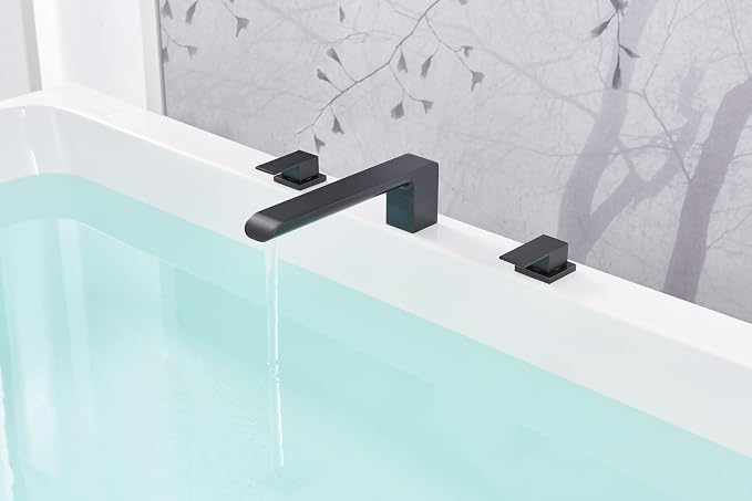 SITGES Minimalist Square-Shaped Bathtub Faucet, 2-Handle Widespread Roman Tub - Image 4