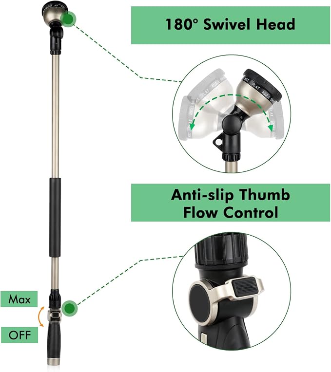 RESTMO 36” Long Watering Wand, Metal Garden Hose Wand - Image 4