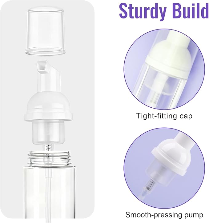 5 Pack 2 oz Travel Foam Pump Bottle, 60 ml Foam Dispenser, Hair Mousse - Image 4