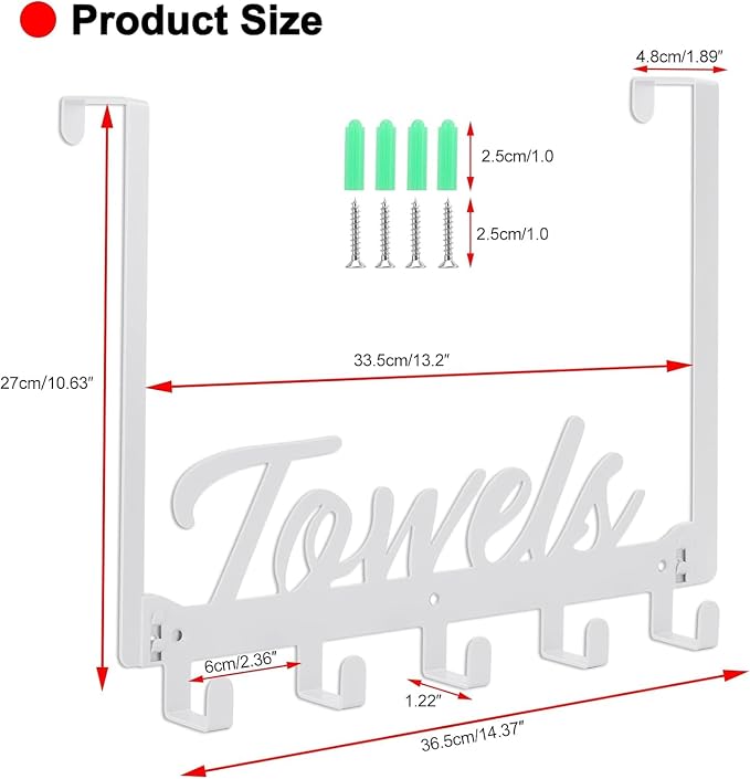 2 Pack Over The Door Hooks, Towel Rack - Image 2
