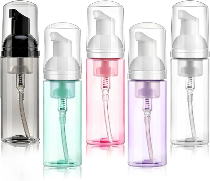 5 Pack 2 oz Travel Foam Pump Bottle, 60 ml Foam Dispenser, Hair Mousse by Mkobon