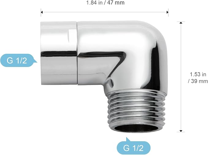 OFFO Shower Head Elbow Adapter, All Metal Handheld Shower Head Elbow Adapter - Image 2