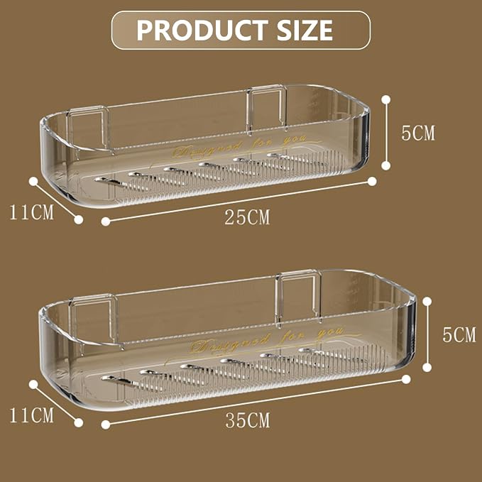 Acrylic Shower Shelves 4Pack, No Drilling Wall Adhesive Shelf, Bathroom Shelves - Image 2
