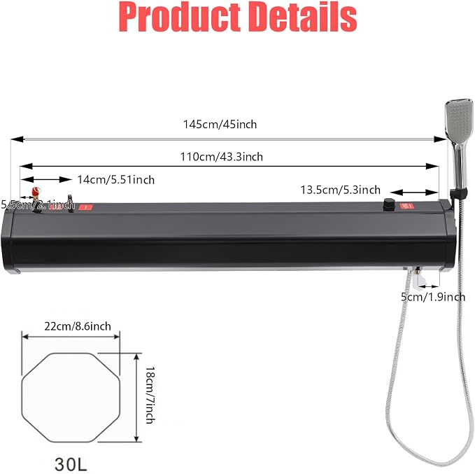 Pressurized Water Tank for Camping Shower, Portable Camping Showerhead Handheld - Image 4
