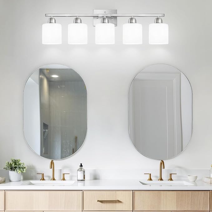 5 Light Bathroom Light Fixtures Brushed Nickel, Bathroom Vanity Light - Image 7