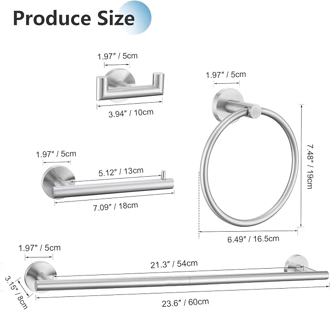 10-Piece Towel Bar Set Brushed Nickel Bathroom Hardware Set Upgraded Towel - Image 6
