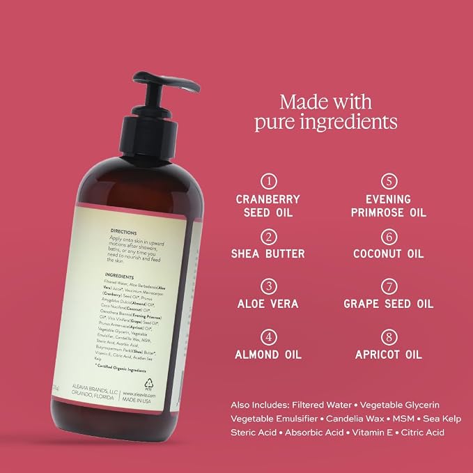 Aleavia Cranberry Prebiotic Body Lotion – Lightly Scented, All-Natural - Image 2