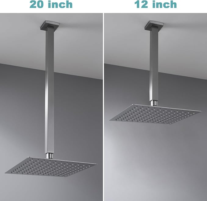 BESTILL 20 Inch Brushed Nickel Ceiling Mount Shower Arm and Flange, Square Rain - Image 4