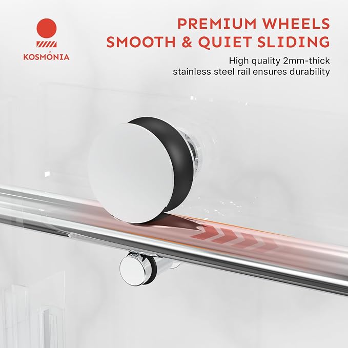 58-60" Wx74 H Frameless Single Sliding Shower Door, 5/16" Tempered - Image 6