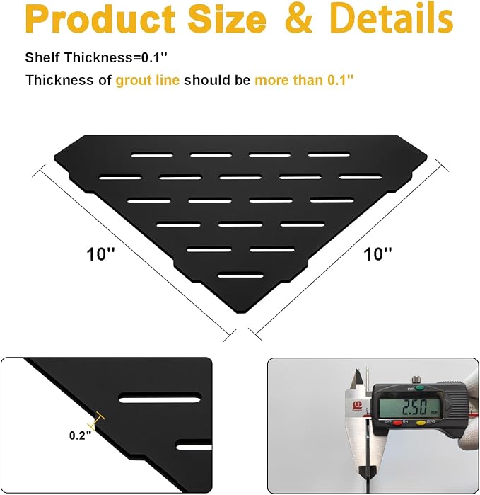Recessed Corner Shower Shelf, Heavy Duty Shower Shelf, Grout in Bathroom Shelves - Image 5