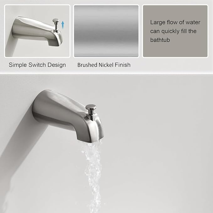 Tub Spout with Diverter, Slip On Bathtub Spout Fits 1/2'' Copper Tube, Bathroom - Image 3