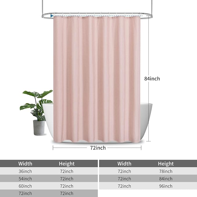2-in-1 Waterproof Extra Long Fabric Shower Curtain or Liner, Linen Textured - Image 3