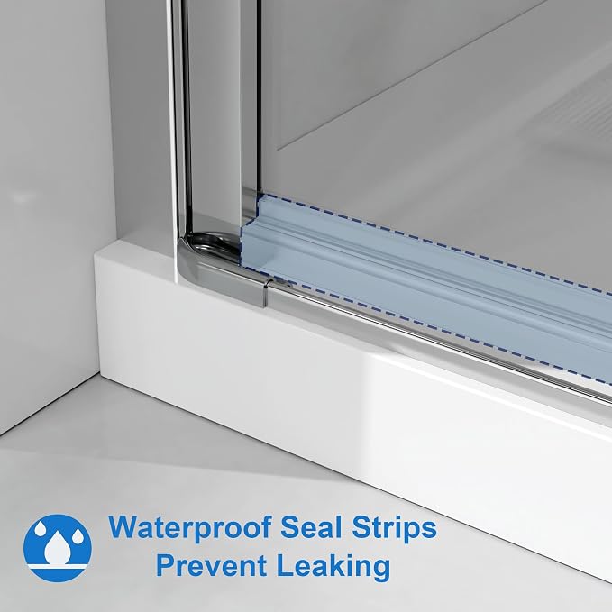 34 in.W x 72 in.H Bifold Frameless Glass Shower Door 1/4” Tempered Clear Glass - Image 5
