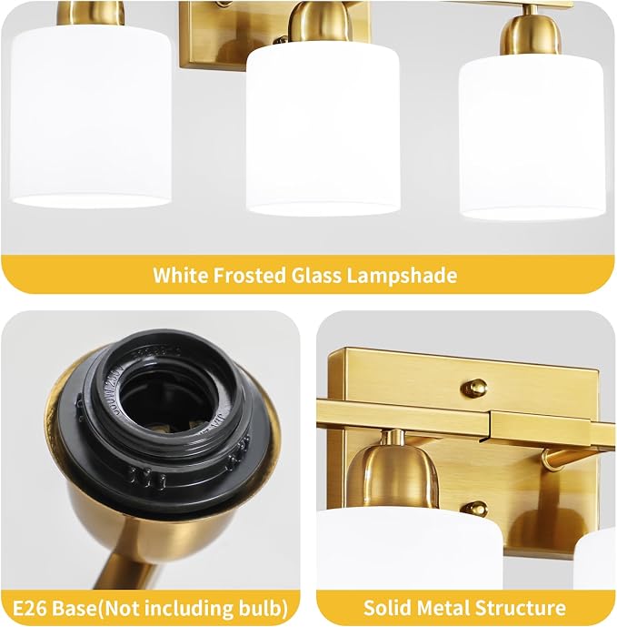 4 Light Gold Light Fixture Bathroom, Brushed Gold Vanity Light - Image 9