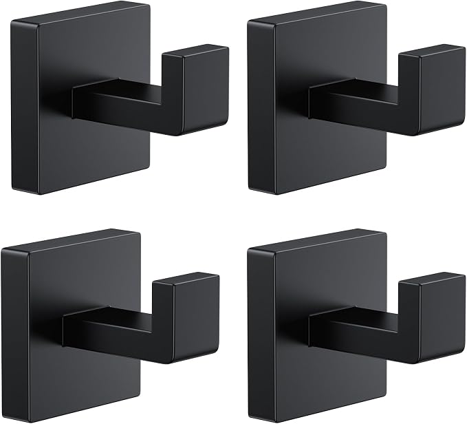 Kruodop 4 PCS Towel Hooks for Bathroom, Wall Mount Towel Holder, Square by Kruodop