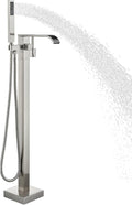 Freestanding Bathtub Faucet Brushed Nickel Tub Filler Floor Mount Single Handle by Pafilly