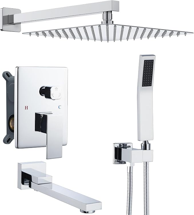 DASAN Tub Shower Faucets Sets Complete Chrome Bathtub Shower System by Dasan