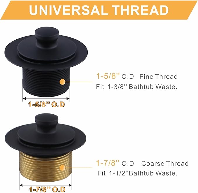 Black Bathtub Tub Drain Conversion Kit Assembly, Wellup Lift and Turn Twist Tub - Image 2