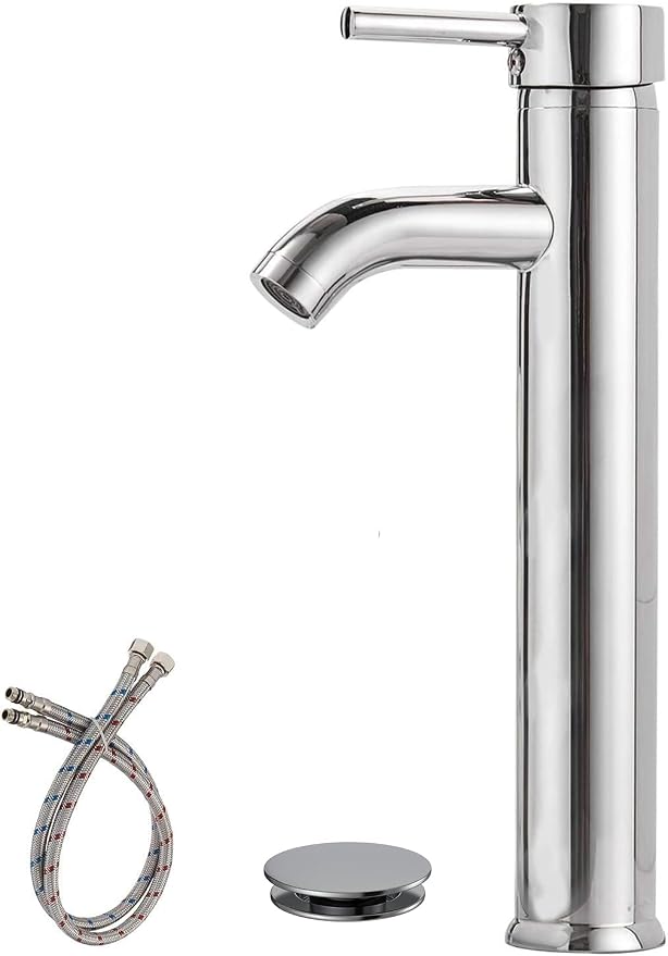 Chrome Bathroom Faucets, Vessel Sink Faucet One Hole Single Handle Modern by Greenspring