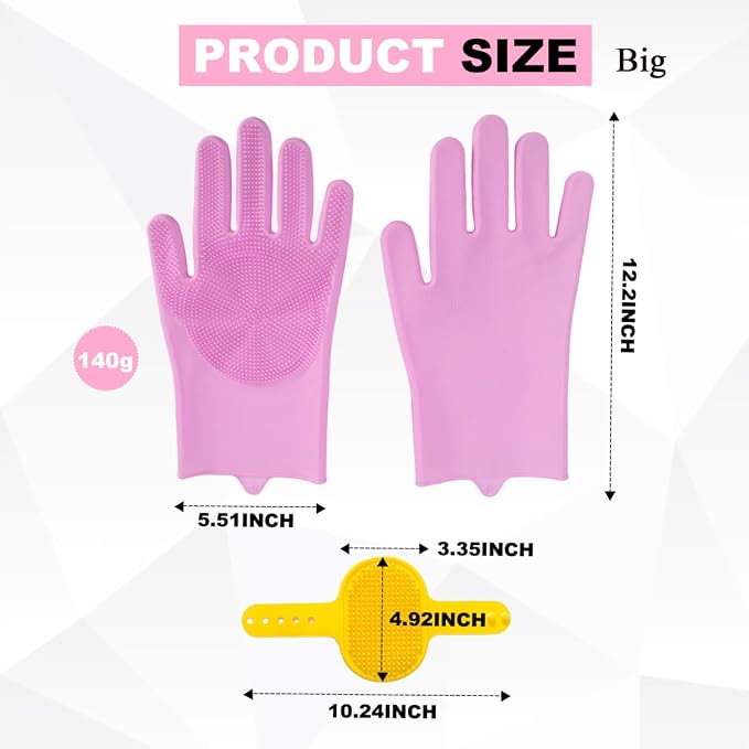 2-in-1 Pet Grooming Gloves and Brush, Dog and Cat Bath Scrubber Silicone Gloves - Image 4