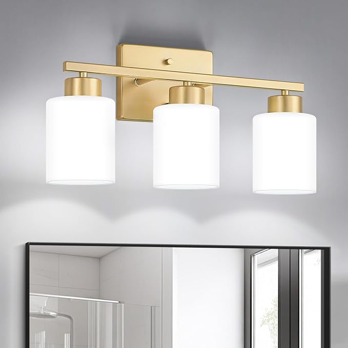 Gold Bathroom Light Fixtures, 3-Light Modern Vanity Light Over Mirror, Wall by FonmYim