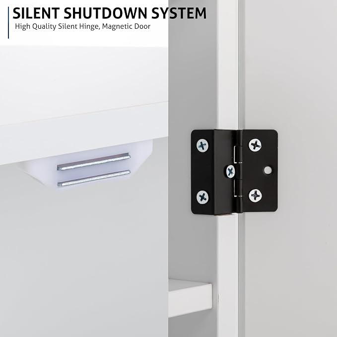 eclife 24" Bathroom Medicine Cabinet W/Mirror, Single Door Bathroom White Wall - Image 7