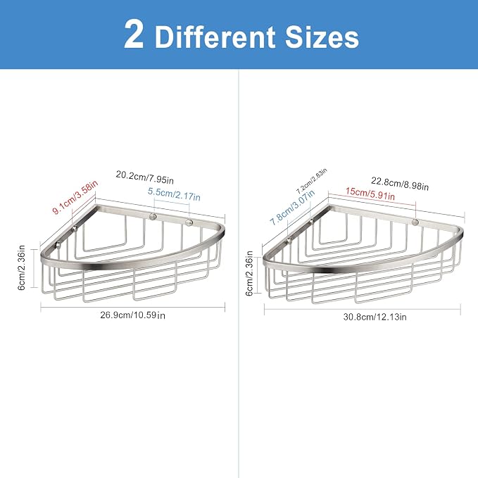 Corner Shower Caddy Organizer, SUS304 Stainless Steel Heavy Duty Rust-Proof - Image 3