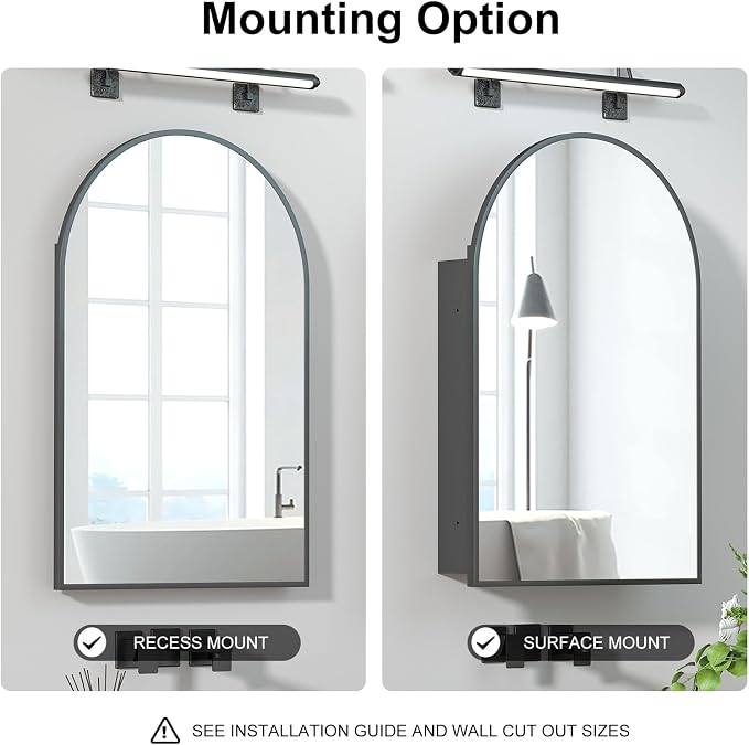 Recessed Medicine Cabinet with Mirror, Arched Medicine Cabinet Mirrors - Image 6
