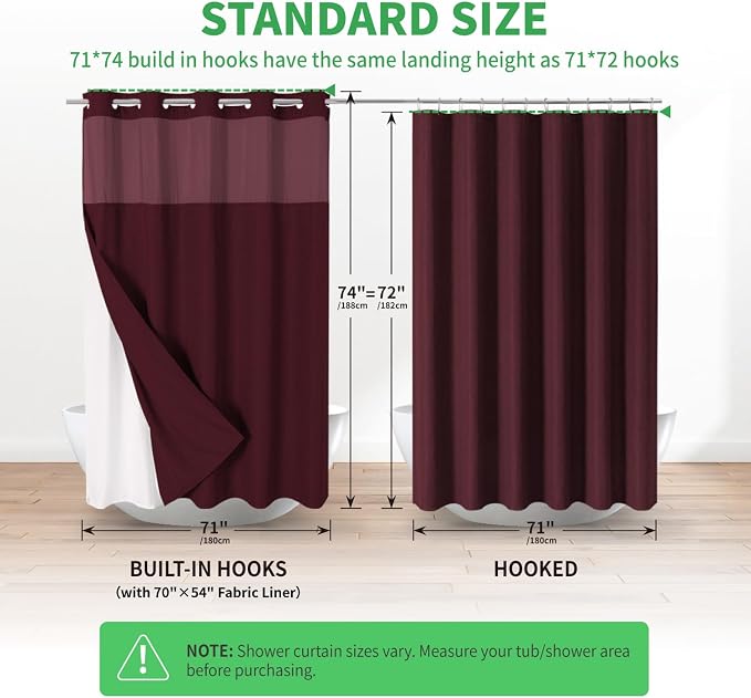 No Hooks Needed Linen Textured Shower Curtain - Image 7