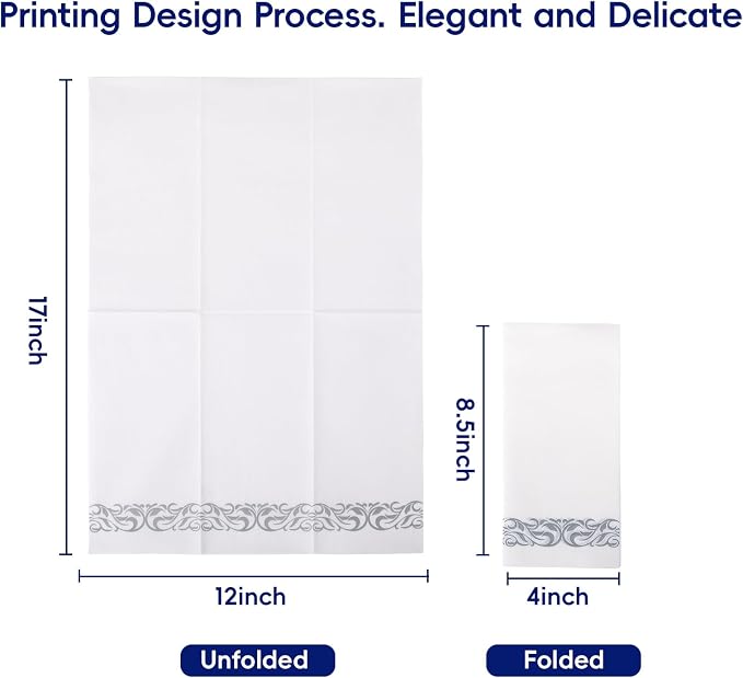 JOLLY CHEF 100 Disposable Hand Towels, Soft and Absorbent Linen Feel Dinner - Image 3