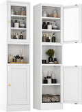 Metal Storage Cabinet with Glass Door, Tall Slim Pantry Organizer with 3 by MetalStorageCabient