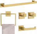 Brushed Gold 5 Pieces Bathroom Hardware Accessories Set Towel Bar Set Towel by TNOMS