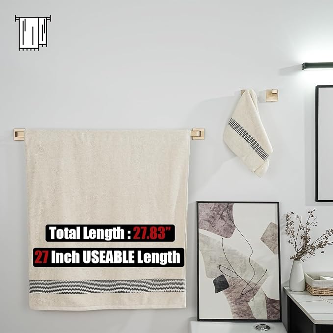 JQK Champagne Bronze Bath Towel Bar, 27 Inch 304 Stainless Steel Thicken 0.8mm - Image 4