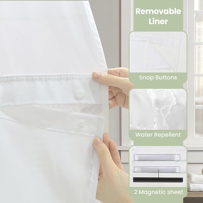 Inhousolu Long No Hook Shower Curtain - Image 5
