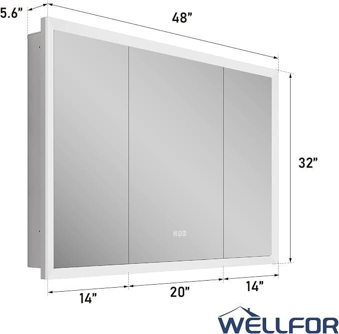 WELLFOR 48 x 32 Inch LED Medicine Cabinet - Image 2