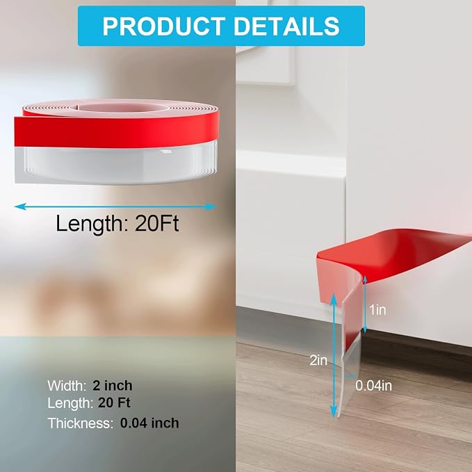 Weather Stripping Door Seal 20FT, 2 Inch Silicone Draft Stopper - Image 3